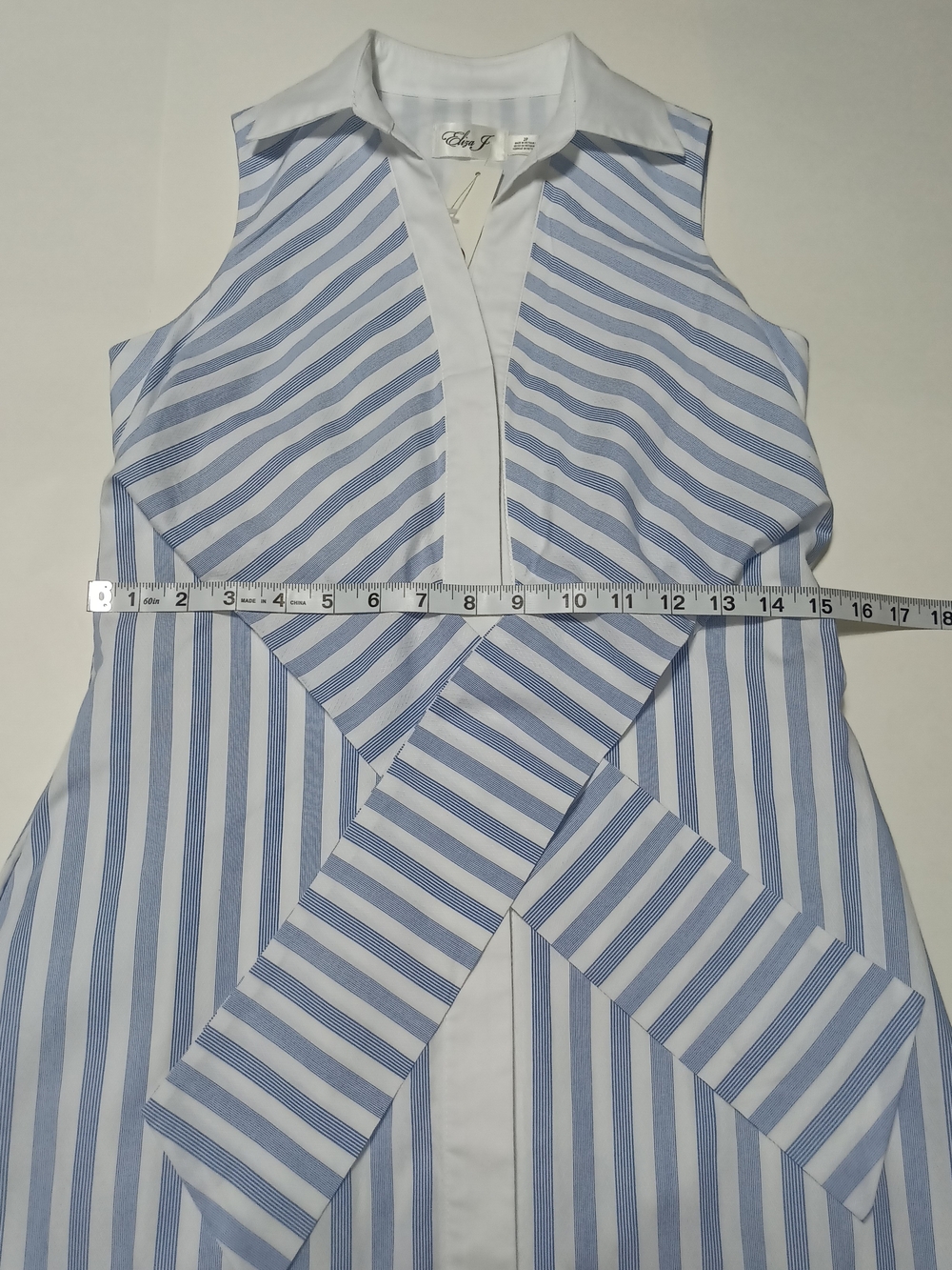 Eliza J Blue & White Striped Sleeveless Tie-Front Mini Dress Size 2P - Picture 8 of 12